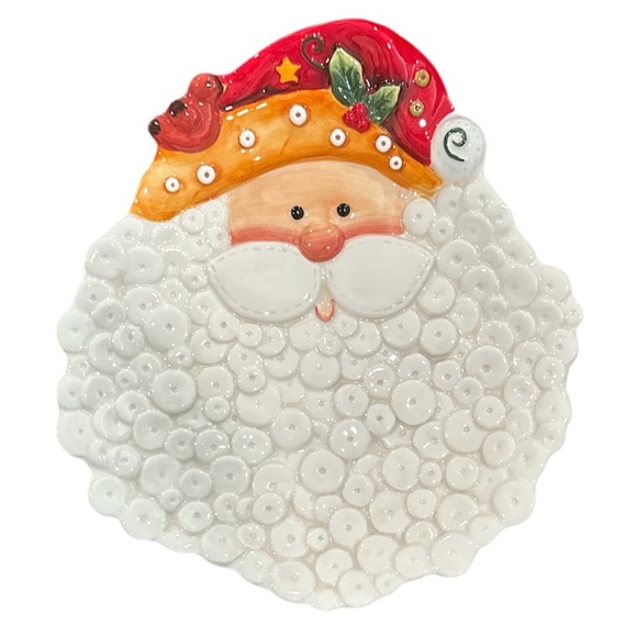 New! Fitz and Floyd Singing Santa Canapé Plate - Picture 1 of 4